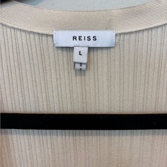 Reiss Cream Ribbed Cardigan large - Picture 3 of 5